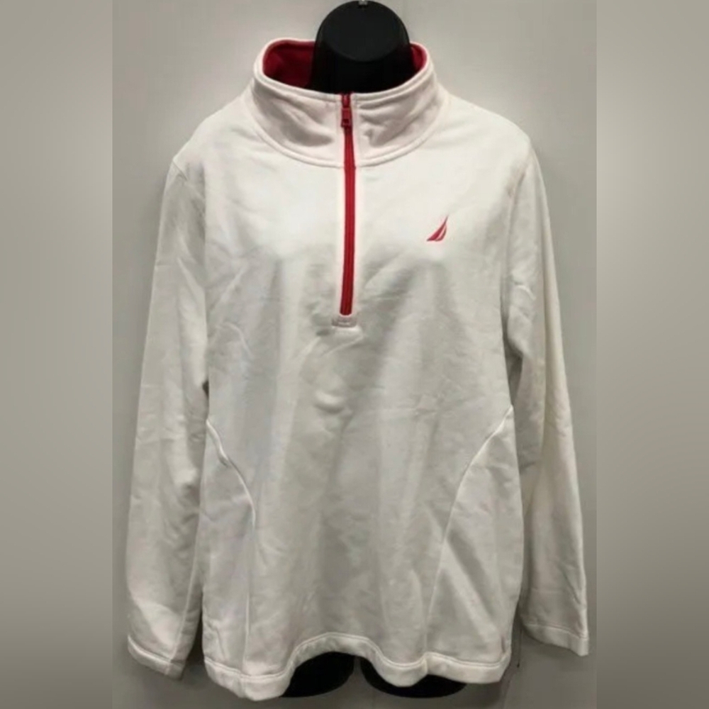 Nautica Men's Quarter Zip White Sweatshirt Size XL NWT MSRP $79.50